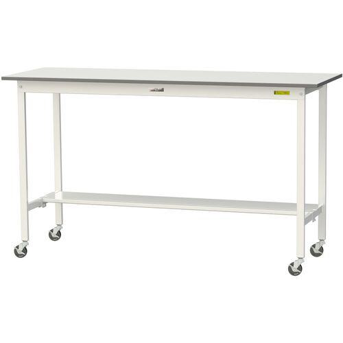■ヤマテック 軽量作業台 ワークテーブル150シリーズ 移動式 半面棚付 低圧メラミン天板 W1800×D600×H1035mm シルキーホワイト〔品番:SUPHC1860TWW〕【1327608:0】[法人・事業所限定][直送元][店頭受取不可]