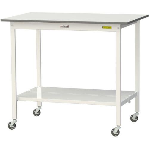 ■ヤマテック 軽量作業台 ワークテーブル150シリーズ 移動式 全面棚付 低圧メラミン天板 W1200×D750×H1035mm シルキーホワイト〔品番:SUPHC1275TTWW〕【1330763:0】[法人・事業所限定][直送元][店頭受取不可]