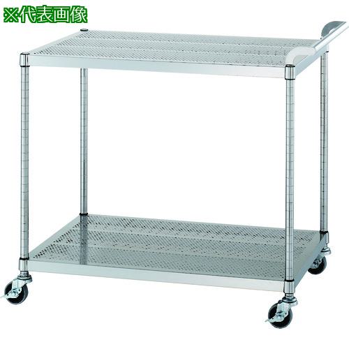 ■シンコー ステンレスワゴン(SUS304)天地2段タイプ パンチング棚 φ75ウレタン車 750×450×800〔品番:PMN027545U75〕【1332204:0】[法人・事業所限定][外直送元][店頭受取不可]