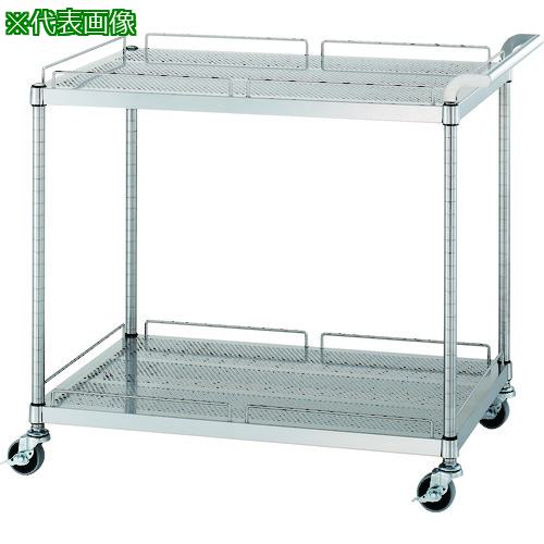 ■シンコー ステンレスワゴン(SUS430・ガード付)天地2段タイプ パンチング棚 φ75ウレタン車 600×450×800〔品番:PM206045U75〕【1333751:0】[法人・事業所限定][外直送元][店頭受取不可]