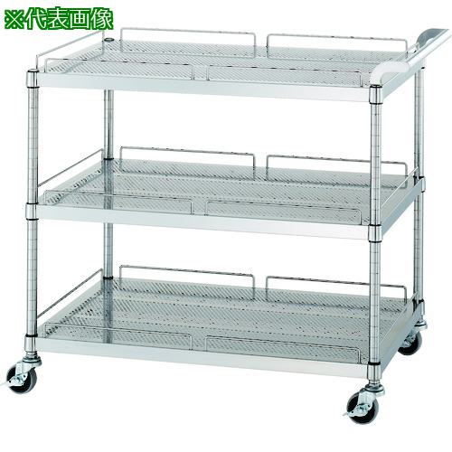 ■シンコー ステンレスワゴン(SUS430・ガード付)天地3段タイプ パンチング棚 φ75ウレタン車 900×600×800〔品番:PM309060U75〕【1335354:0】[法人・事業所限定][外直送元][店頭受取不可]