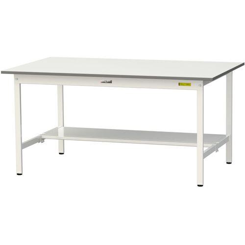 ■ヤマテック 軽量作業台 ワークテーブル150シリーズ 固定式 半面棚付 低圧メラミン天板 W1500×D900×H740mm シルキーホワイト〔品番:SUP1590TWW〕【1335611:0】[法人・事業所限定][直送元][店頭受取不可] 28,667円