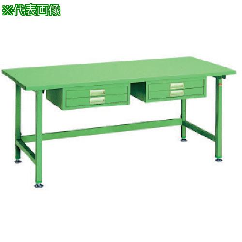 ■OS 中量作業台 スチール天板 間口1800×奥行750×高さ750mm 引出し付き〔品番:NBS1876〕【1343581:0】[法人・事業所限定][直送元][店頭受取不可]