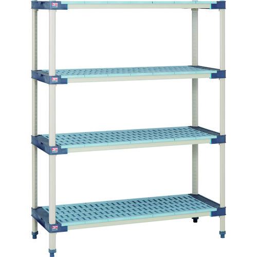■ERECTA メトロマックス4 グリッドマット+抗菌スチール製ポール 間口910mm&times;奥行465mm&times;高さ1378mm 4段〔品番:MAX41836GMQ54PE4〕【1348536:0】[送料別途見積り][法人・事業所限定][外直送][店頭受取不可]｜ホームセンターバロー　店