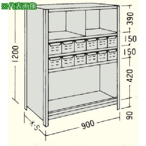 ■NF 引出し付軽量物品棚W900D450H1200F5〔品番:LA43S75〕【1352319:0】[送料別途見積り][法人・事業所限定][外直送][店頭受取不可]
