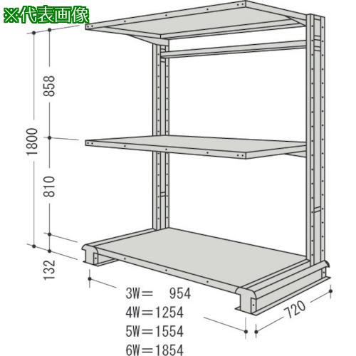 ■NF スチール製軽中量ボルトレス棚 キャンチラック単式1連 間口1554×奥行720×高さ1800mm 3段 150kg〔品番:CR65LS3〕【1352353:0】[送料別途見積り][法人・事業所限定][外直送][店頭受取不可]