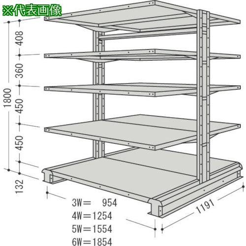 ■NF スチール製軽中量ボルトレス棚 キャンチラック複式増結1連 間口1254&times;奥行1191&times;高さ1800mm 5段〔品番:CR64LW5B〕【1353885:0】[送料別途見積り][法人・事業所限定][外直送][店頭受取不可]｜ホームセンターバロー　店
