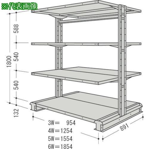 ■NF スチール製軽中量ボルトレス棚 キャンチラック複式増結1連 間口1554×奥行891×高さ1800mm 階段数4〔品番:CR65SW4B〕【1355457:0】[送料別途見積り][法人・事業所限定][外直送][店頭受取不可]