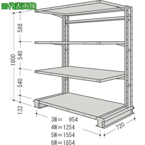 ■NF スチール製軽中量ボルトレス棚 キャンチラック単式増結1連 間口1254&times;奥行720&times;高さ1800mm 4段〔品番:CR64LS4B〕【1355539:0】[送料別途見積り][法人・事業所限定][外直送][店頭受取不可]｜ホームセンターバロー　店