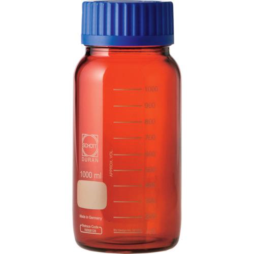 ■SIBATA 耐熱ねじ口びん 広口 茶褐色 青キャップ付 1000mL 10入〔品番:01725011000A〕【1356886:0】[送料別途見積り][掲外取寄][店頭受取不可]