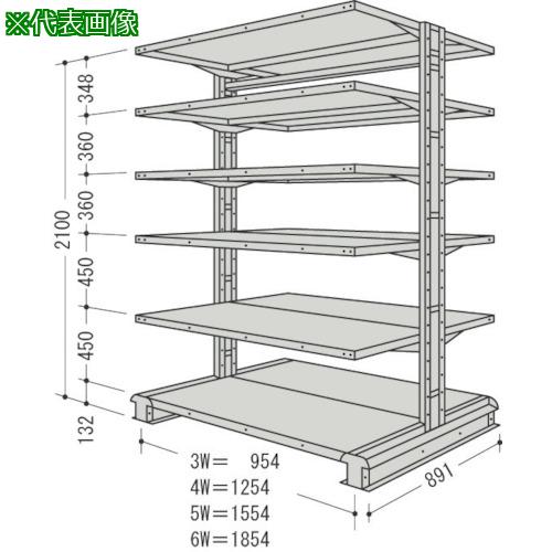 ■NF スチール製軽中量ボルトレス棚 キャンチラック複式増結1連 間口1854&times;奥行891&times;高さ2100mm 階段数6〔品番:CR76SW6B〕【1357127:0】[送料別途見積り][法人・事業所限定][外直送][店頭受取不可]｜ホームセンターバロー　店