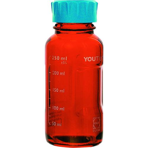 ■SIBATA ユーティリティねじ口びん 茶褐色 250mL 4入〔品番:017320250A〕【1359974:0】[送料別途見積り][掲外取寄][店頭受取不可]