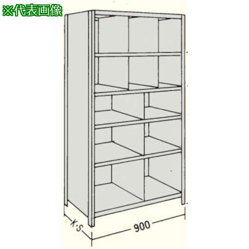 ■NF 縦仕切付軽量物品棚W900D300H1800F6〔品番:LA63K36〕【1360251:0】[送料別途見積り][法人・事業所限定][外直送][店頭受取不可]