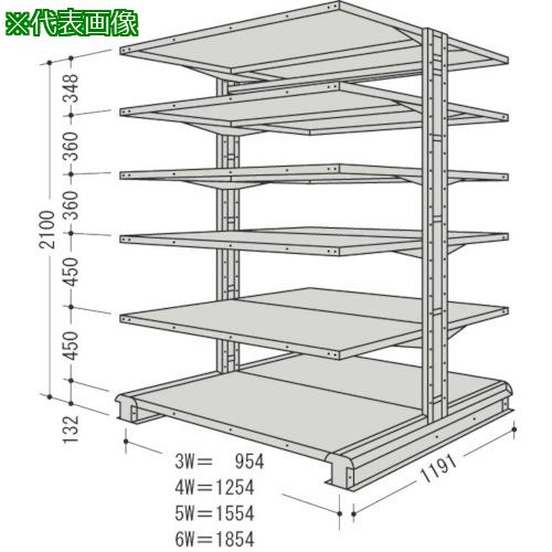 ■NF スチール製軽中量ボルトレス棚 キャンチラック複式増結1連 間口1554&times;奥行1191&times;高さ2100mm 6段〔品番:CR75LW6B〕【1360284:0】[送料別途見積り][法人・事業所限定][外直送][店頭受取不可]｜ホームセンターバロー　店