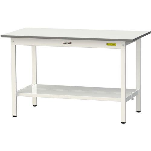 ■ヤマテック 軽量作業台 ワークテーブル150シリーズ 固定式 全面棚付 低圧メラミン天板 W1200&times;D600&times;H740mm シルキーホワイト〔品番:SUP1260TTWW〕【1361501:0】[法人・事業所限定][直送元][店頭受取不可]｜ホームセンターバロー　店