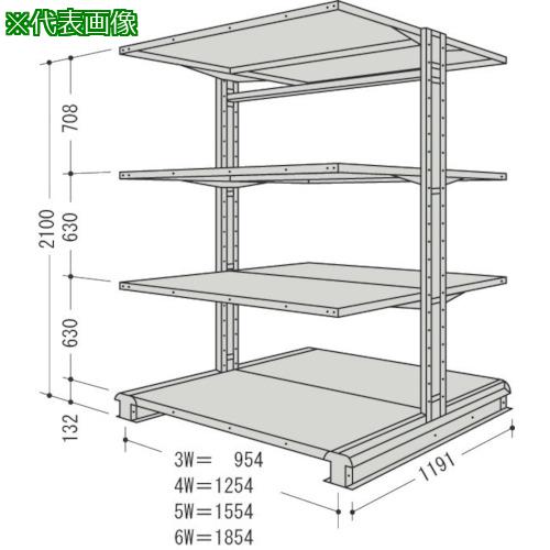 ■NF キャンチラック複式増結1連W954D1191H2100F4〔品番:CR73LW4B〕【1361772:0】[送料別途見積り][法人・事業所限定][外直送][店頭受取不可]｜ホームセンターバロー　店