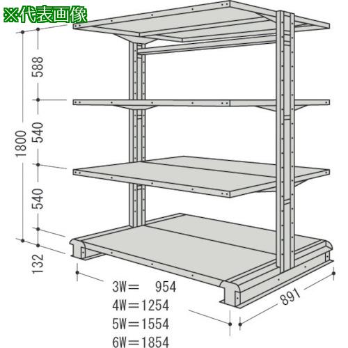 ■NF スチール製軽中量ボルトレス棚 キャンチラック複式増結1連 間口1854×奥行891×高さ1800mm 階段数4〔品番:CR66SW4B〕【1361873:0】[送料別途見積り][法人・事業所限定][外直送][店頭受取不可]