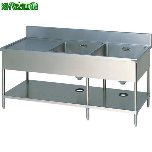 ■Maruzen 二槽水切シンク(ホース付)〔品番:BSM2154L〕【1362490:0】[法人・事業所限定][外直送元][店頭受取不可]