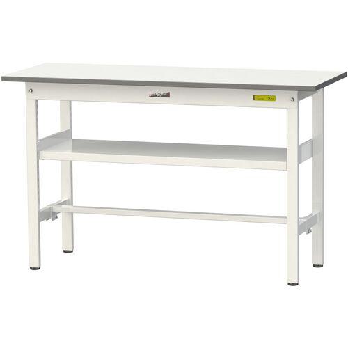 ■ヤマテック 軽量作業台 ワークテーブル150シリーズ 固定式 中間棚付 低圧メラミン天板 W1200&times;D450&times;H740mm シルキーホワイト〔品番:SUP1245FWW〕【1399049:0】[法人・事業所限定][直送元][店頭受取不可]｜ホームセンターバロー　店