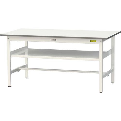 ■ヤマテック 軽量作業台 ワークテーブル150シリーズ 固定式 中間棚付 低圧メラミン天板 W1500&times;D750&times;H740mm シルキーホワイト〔品番:SUP1575FWW〕【1399188:0】[法人・事業所限定][直送元][店頭受取不可]｜ホームセンターバロー　店
