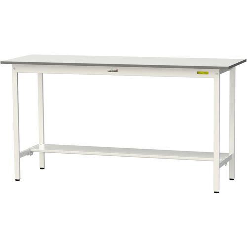 ■ヤマテック 軽量作業台 ワークテーブル150シリーズ 固定式 半面棚付 低圧メラミン天板 W1800×D600×H950mm シルキーホワイト〔品番:SUPH1860TWW〕【1399814:0】[法人・事業所限定][直送元][店頭受取不可]