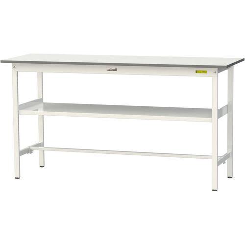 ■ヤマテック 軽量作業台 ワークテーブル150シリーズ 固定式 中間棚付 低圧メラミン天板 W1800×D600×H950mm シルキーホワイト〔品番:SUPH1860FWW〕【1400107:0】[法人・事業所限定][直送元][店頭受取不可]