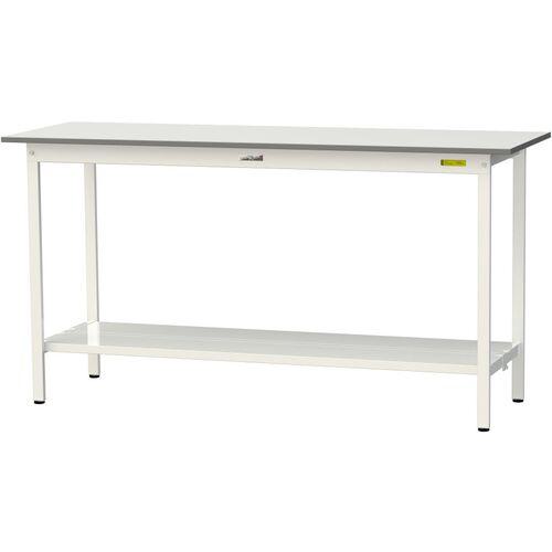 ■ヤマテック 軽量作業台 ワークテーブル150シリーズ 固定式 全面棚付 低圧メラミン天板 W1800×D600×H950mm シルキーホワイト〔品番:SUPH1860TTWW〕【1400125:0】[法人・事業所限定][直送元][店頭受取不可]