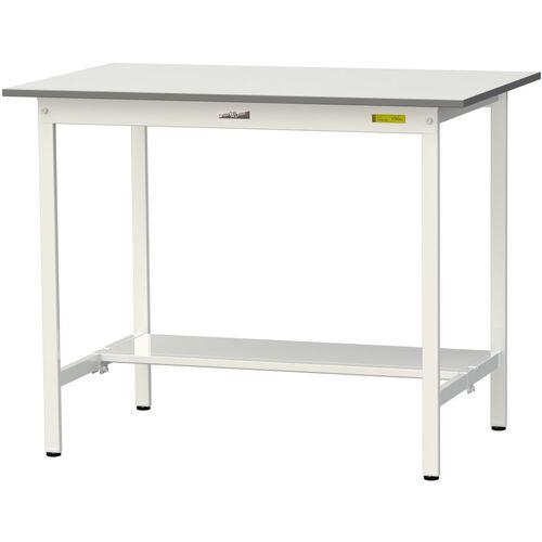 ■ヤマテック 軽量作業台 ワークテーブル150シリーズ 固定式 半面棚付 低圧メラミン天板 W1200×D750×H950mm シルキーホワイト〔品番:SUPH1275TWW〕【1400135:0】[法人・事業所限定][直送元][店頭受取不可]