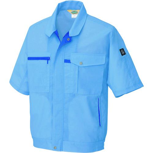 ■アイトス 半袖ブルゾン(男女兼用) サックス M〔品番:5361007M〕【1429503:0】[送料別途見積り][掲外取寄][店頭受取不可]