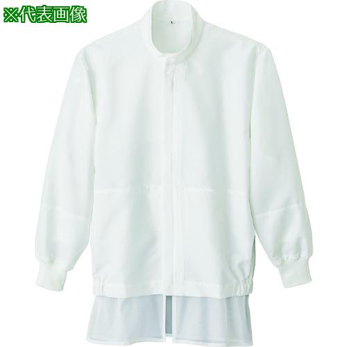 ■アイトス 長袖比翼ブルゾン(男女兼用) ホワイト 3L〔品番:8610280013L〕【1440760:0】[送料別途見積り][掲外取寄][店頭受取不可]