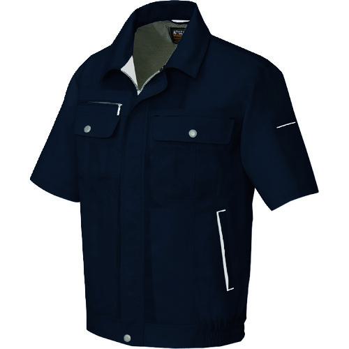 ■アイトス 半袖ブルゾン(男女兼用) ブラック×シルバーグレー 4L〔品番:55610104L〕【1445445:0】[送料別途見積り][掲外取寄][店頭受取不可]