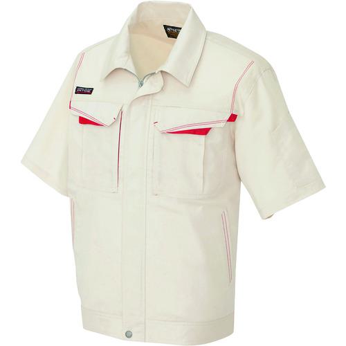 ■アイトス 半袖ブルゾン(男女兼用) ベージュ×ワインレッド 6L〔品番:55510026L〕【1445460:0】[送料別途見積り][掲外取寄][店頭受取不可]
