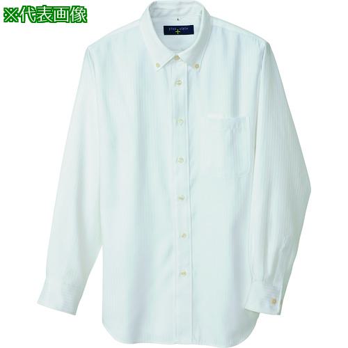 ■アイトス 長袖ボタンダウンシャツ(ヘリンボーン)(男女兼用) ホワイト 4L〔品番:504030014L〕【1452270:0】[送料別途見積り][掲外取寄][店頭受取不可]
