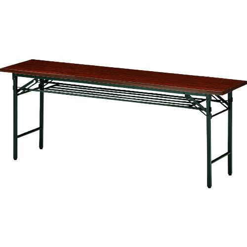 ■TOKIO 折りたたみテーブル 棚付 1800×600mm ローズ ローズ〔品番:T1860〕【1461416:0】[送料別途見積り][法人・事業所限定][外直送][店頭受取不可]
