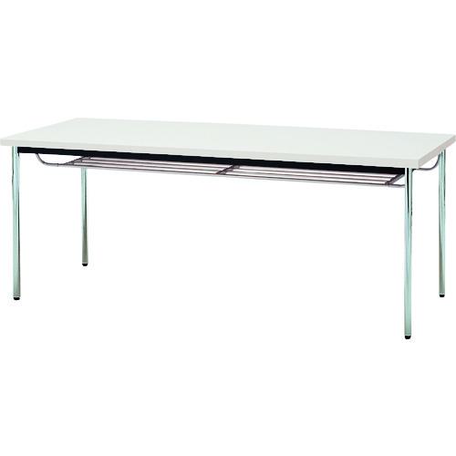■TOKIO ミーティングテーブル 丸脚棚付 1200X750mm ホワイト〔品番:TD1275TMWH〕【1477195:0】[送料別途見積り][法人・事業所限定][外直送][店頭受取不可]