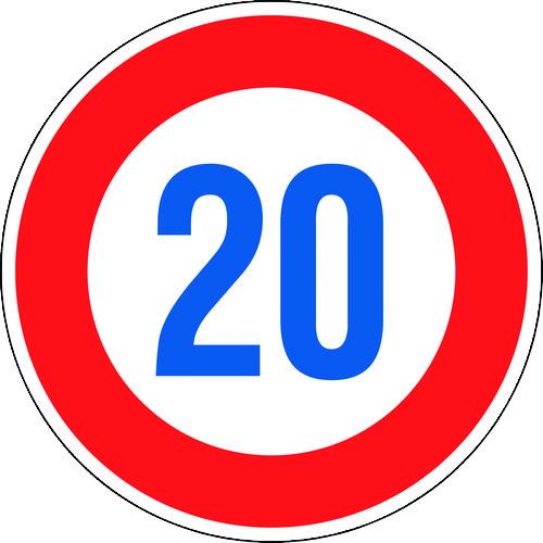 ■緑十字 道路標識(構内用) 制限速度20キロ 道路323-20K(AL) 600mmΦ 反射タイプ アルミ製〔品番:133673〕【1479817:0】[店頭受取不可]｜ホームセンターバロー　店