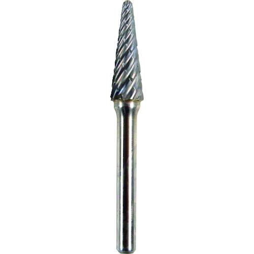 ■NRS 超硬バー テーパーd-steelカット 刃径10×刃長19×軸径6×軸長46 ロー付〔品番:TCBSTL4600〕【1613929:0】[店頭受取不可]