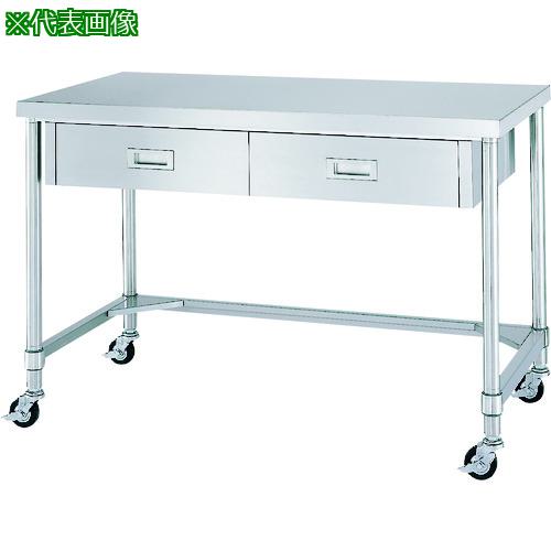 ■シンコー ステンレス(SUS304)作業台片面引出付三方枠キャスター付 φ100ナイロン車 900×600×800〔品番:WDTNC9060N100〕【1626881:0】[法人・事業所限定][外直送元][店頭受取不可]