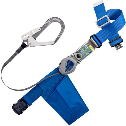 ■TSUYORON 胴ベルト型墜落制止用器具(巻取タイプ)ロック機構付き 2WAYリトライト 青 Mサイズ 幅50MM×長さ1200MM ワンタッチバックル仕様〔品番:TBTRLOT593BL4MBP〕【1633469:0】[店頭受取不可]