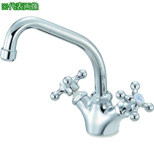 ■SANEI ツーバルブワンホール混合栓〔品番:K811YK13〕【1683296:0】[送料別途見積り][掲外取寄][店頭受取不可]