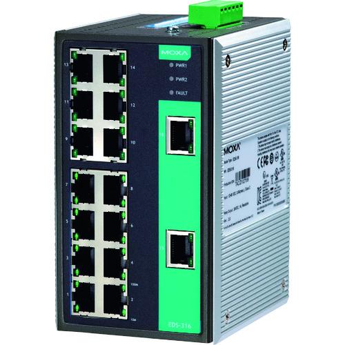 ■MOXA 16ポート(RJ45×16) アンマネージド イーサネットスイッチ〔品番:EDS316〕【1684966:0】[店頭受取不可]