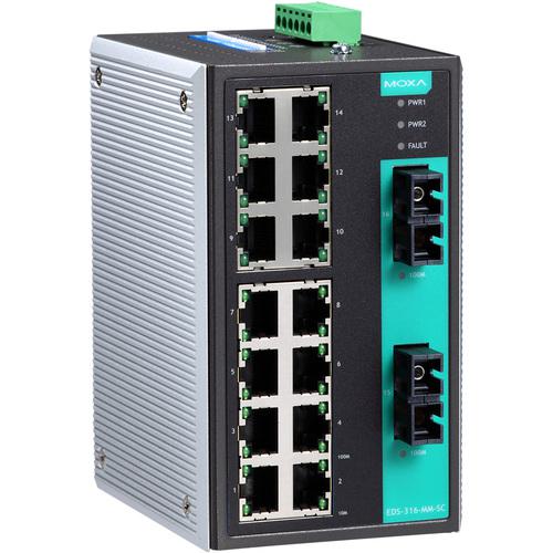 ■MOXA 16ポート(RJ45&times;14、シングルモードSCコネクタ&times;2) アンマネージド イーサネットスイッチ ワイド温度モデル〔品番:EDS316SSSCT〕【1685226:0】[送料別途見積り][法人・事業所限定][掲外取寄][店頭受取不可]｜ホームセンターバロー　店