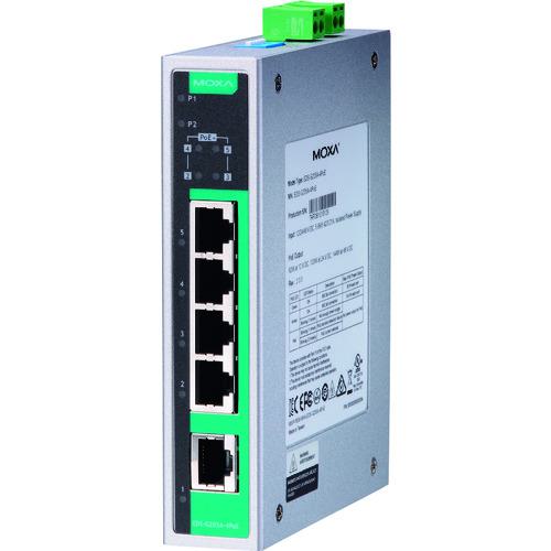 ■MOXA 5ポート(RJ45 PoE×4、RJ45×1) フルギガビット アンマネージド イーサネットスイッチ ワイド温度モデル〔品番:EDSG205A4POET〕【1685253:0】[送料別途見積り][法人・事業所限定][直送][店頭受取不可]