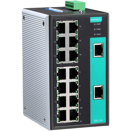■MOXA 16ポート(RJ45×16) アンマネージド イーサネットスイッチ ワイド温度モデル〔品番:EDS316T〕【1685499:0】[送料別途見積り][法人・事業所限定][掲外取寄][店頭受取不可]