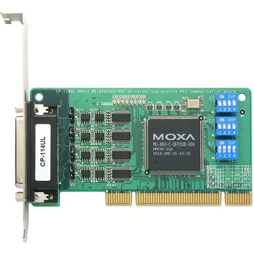 ■MOXA 4ポートRS-232C/422/485 ロープロファイル ユニバーサルPCIポート DB25接続ケーブル付〔品番:CP114ULDB25M〕【1688232:0】[送料別途見積り][法人・事業所限定][掲外取寄][店頭受取不可]