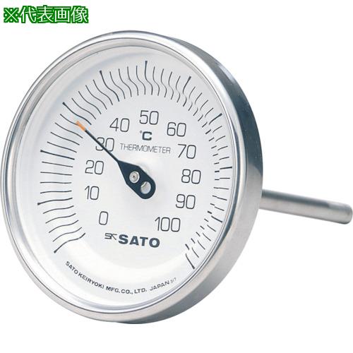 ■佐藤 バイメタル温度計BM-T型 測定温度範囲0~200℃ 感温部長さ100mm〔品番:BMT90S7〕【1689274:0】[店頭受取不可]｜ホームセンターバロー　店