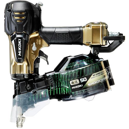 ■HiKOKI 高圧ロール釘打機 50mm ハイゴールド パワー切替なし〔品番:NV50HR2N〕【1747766:0】[送料別途見積り][掲外取寄][店頭受取不可]