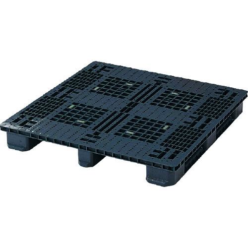 ■NPC プラスチックパレットEA-1111RR 片面四方差し 黒〔品番:EA1111RRBK〕【1754511:0】[法人・事業所限定][外直送元][店頭受取不可]