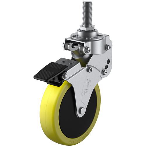 ■ユーエイ ねじ込み式 自在 クッションキャスター 帯電防止ウレタン 車輪径125mm ストッパー付き SKYタイプ SKY-T-S型 ネジ寸法M16&times;40ピッチ2〔品番:SKYT125SUES3M1640〕【1759763:0】[送料別途見積り][掲外取寄][店頭受取不可]｜ホームセンターバロー　店