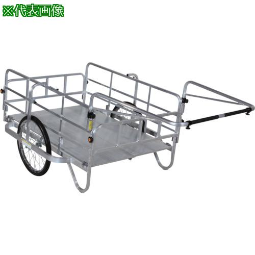 ■HARAX アルミ製折り畳み式大型リヤカー コンパック(ノーパンクタイヤ)〔品番:HC1208N〕【1764123:0】[法人・事業所限定][外直送元][店頭受取不可]